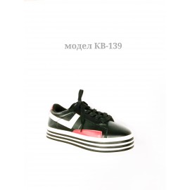 Дамси обувки черна кожа платформа KB-139